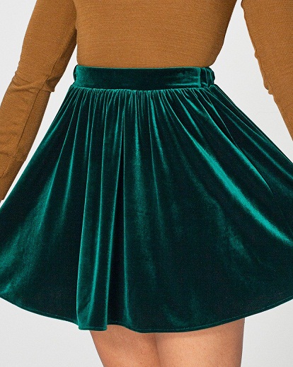 Grønne strækbare fløjls nederdele