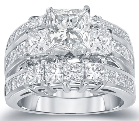 Platin hvid Diamond Princess Cut Ring