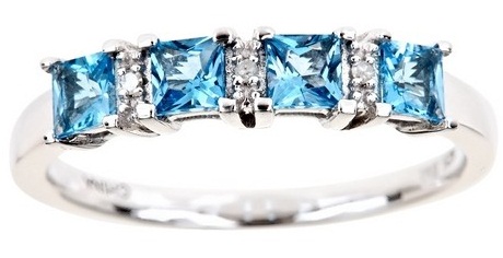 Topáz gyémánt hercegnő vágott gyűrű