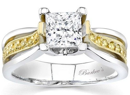 To-tone Princess Cut forlovelsesring: