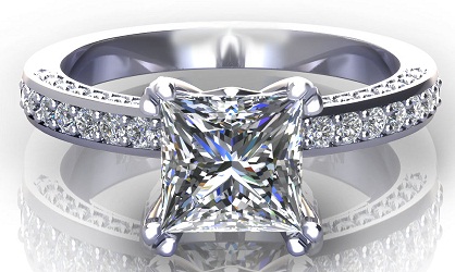 Hvidguld Princess Cut forlovelsesring