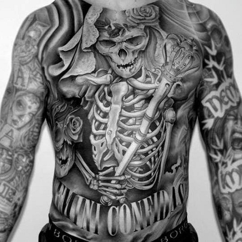Skeleton tatovering på hele kroppen