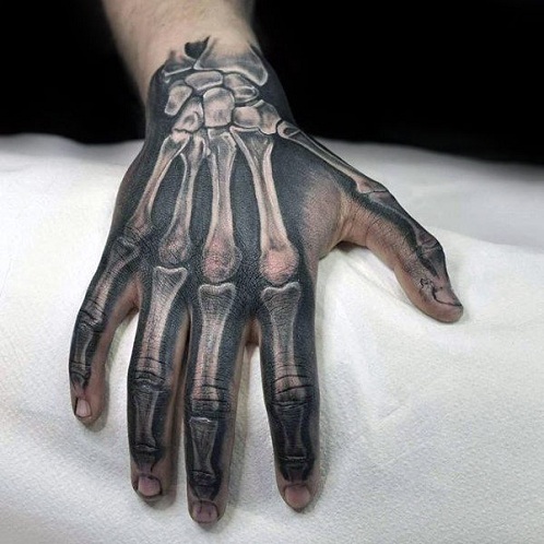 Csontváz kézi tetoválása