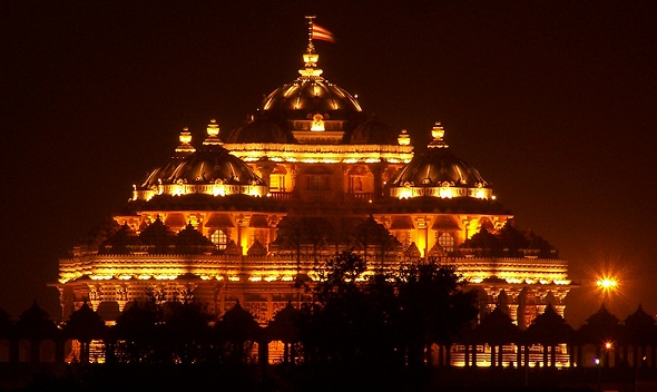 Berømte templer i Delhi-Akshardham-templet