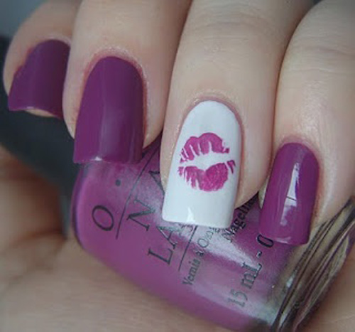 Easy kiss nail art design