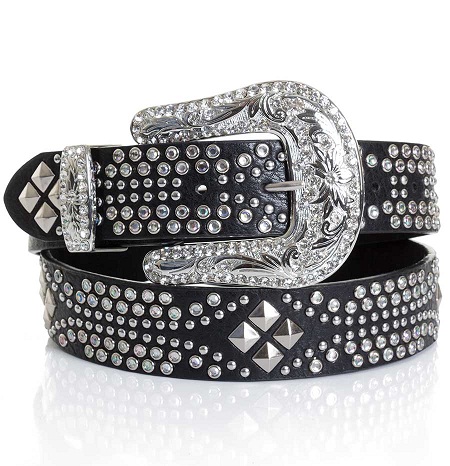 Multi-design metal besat brun læder punk unisex bælte