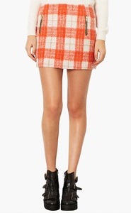 Plaid orange nederdel