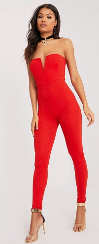 Party Wear Red Backless Jumpsuit