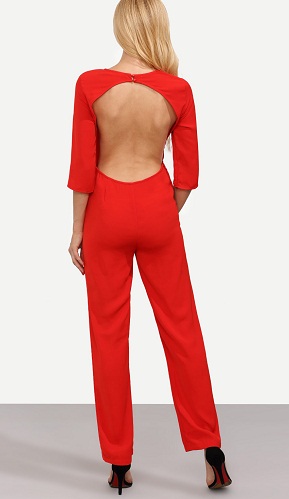 Langærmet rygløs jumpsuit