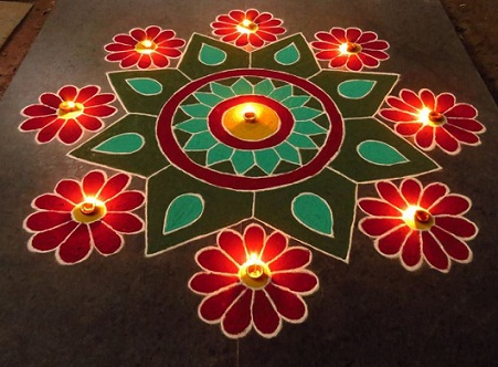 Farverigt Rangoli -design