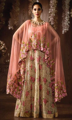 Cape design gulvlængde Anarkali jakkesæt