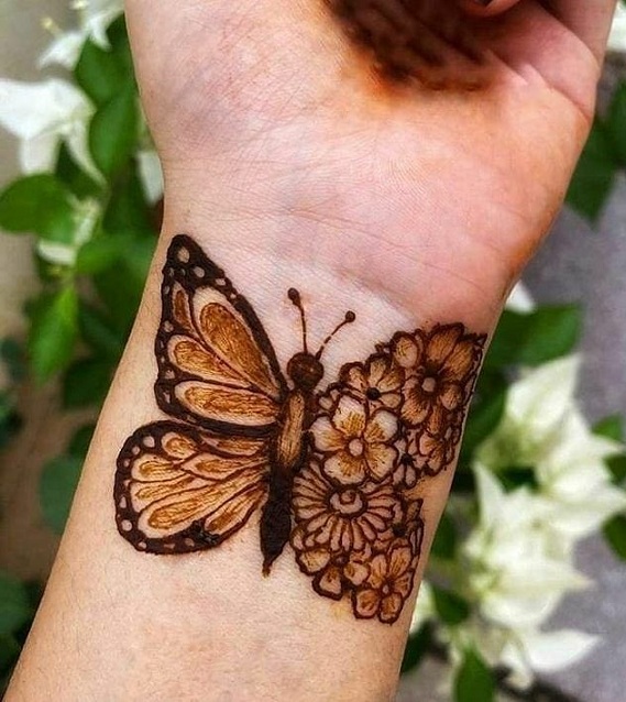 Pillangó Mehndi Designs On Wrist