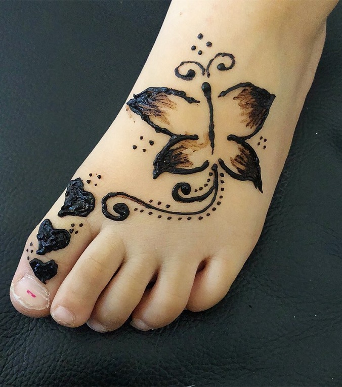 Butterfly Mehendi Design For Ankel