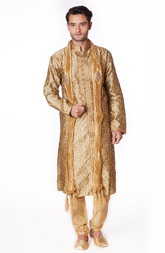 Golden Muga Silk Kurta Pyjama