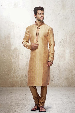 Golden Dupion Silk Kurta Pyjama