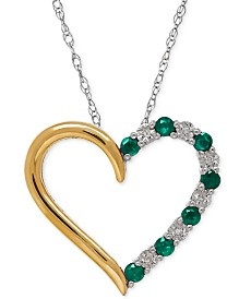 Szív alakú smaragd nyakék gyémántokkal