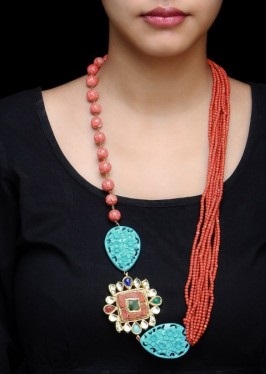 Traditionel Coral Kundan halskæde