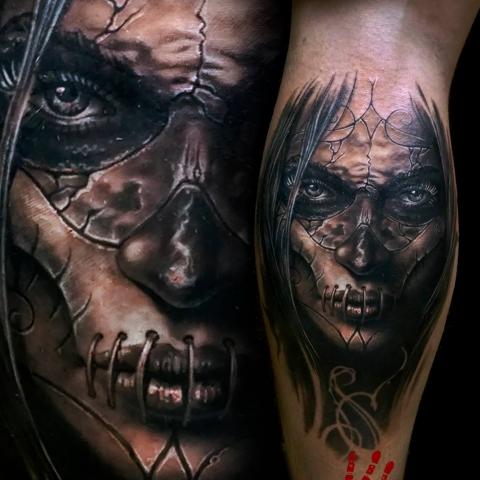 Syede ansigt makabre tatoveringer