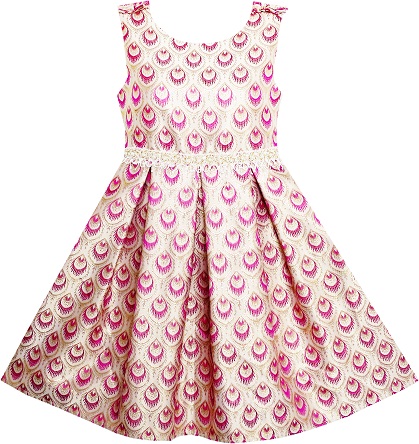Guld Jacquard Princess kjole