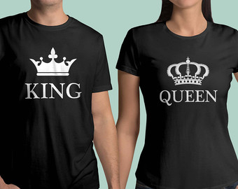 Sima fekete király és királynő póló