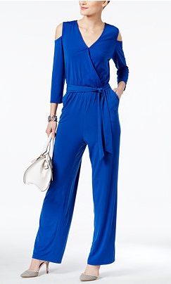 Off Váll Faux Wrap Jumpsuit