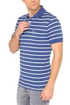 T-shirt med stribet krave