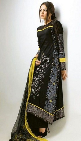 Stilfuldt sort langt Salwar Kameez -design