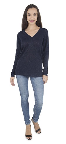 Sort Viscose Casual Pullover