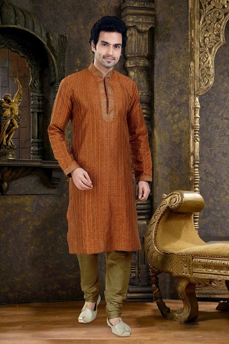 Orange etnisk slid Kurta til Diwali