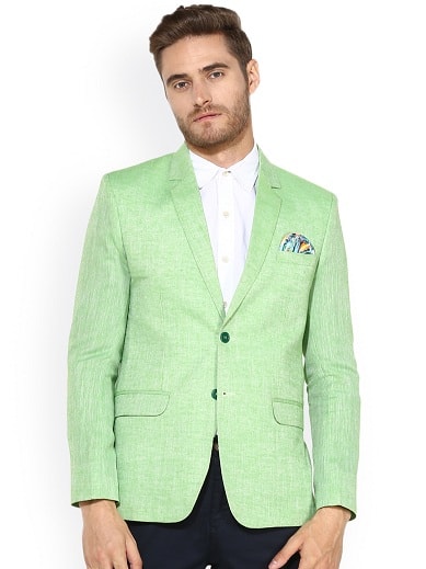 Green Linen Blazer Mænd