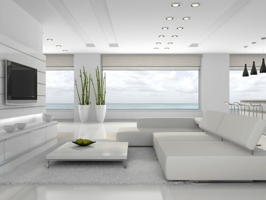 Fehér színű kortárs nappali