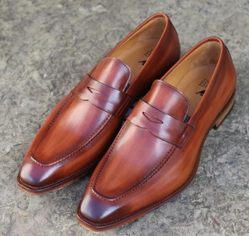 Tan Shaded Designer Penny Loafers