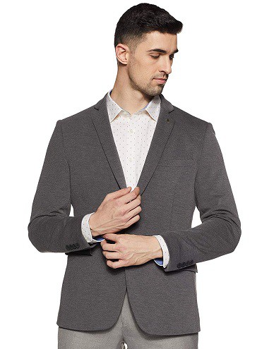 Passer til Grey Solid Blazer til Office