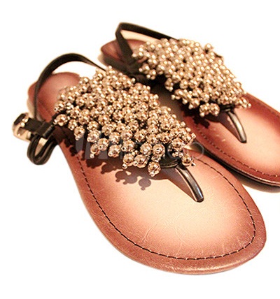 Golden Beading Beach Sandal