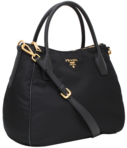 Nylon og læder Prada sort håndtaske