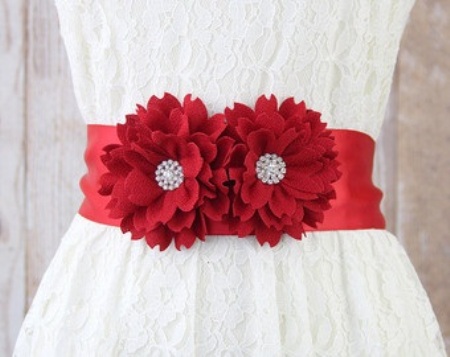 Flower Sash rødt bælte til bryllup