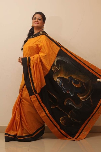 Saree maleri designer Lord Shiva print
