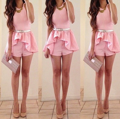 Tjek Pink Shade Short Jumpsuits