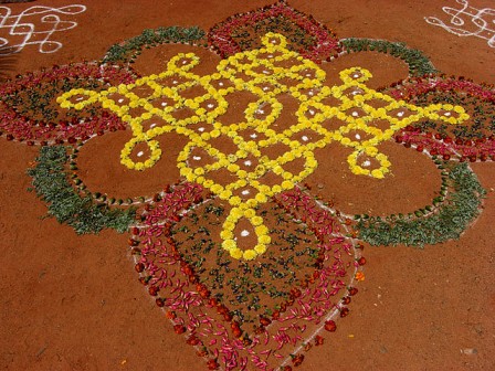 traditionelle rangoli designs til pongal