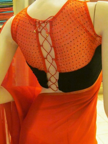 Stringed Saree bluse tilbage Design