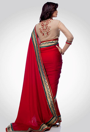 Saree -bluse med fuld hals og ryg