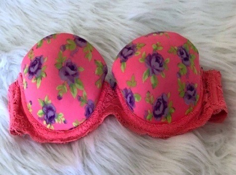 Pretty Print Pink Floral Push Up Stropløs BH