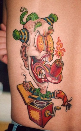 Box Spring Clown Tattoo Design