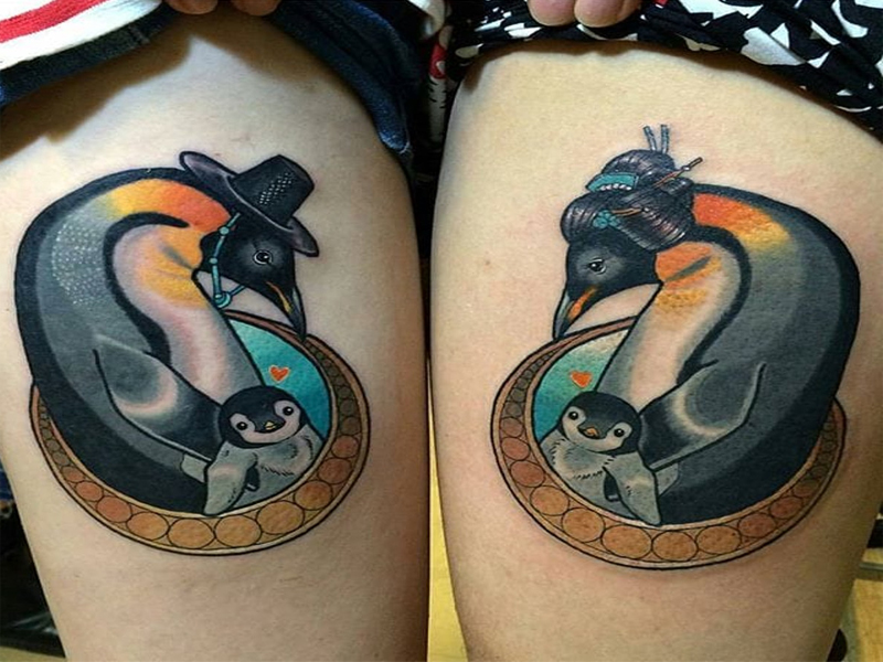 Pingvin tetoválás nőknek és férfiaknak