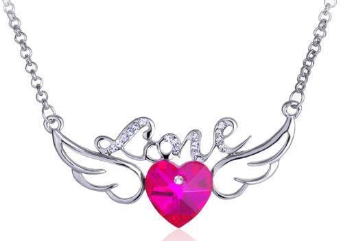 Rózsaszín drágakő szív nyaklánc
