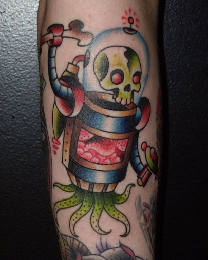 Skræmmende Robot Tattoo Design