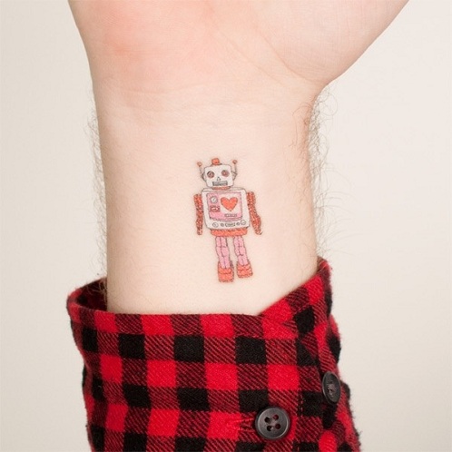 Enkelt robot tatoveringsdesign
