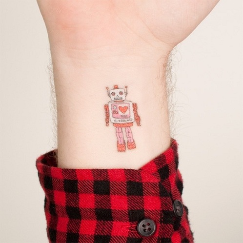 Enkelt robot tatoveringsdesign