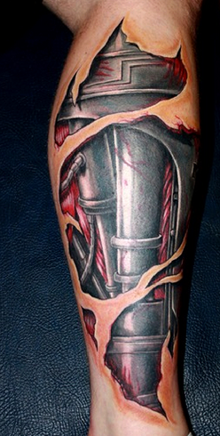 Élénk Robot Tattoo Design