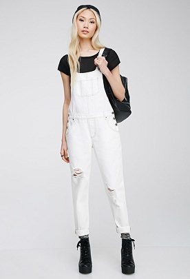 Forever 21 Distressed Bib Overall